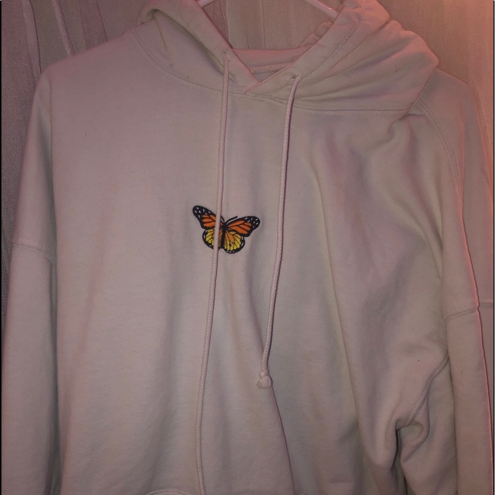 white butterfly sweatshirt